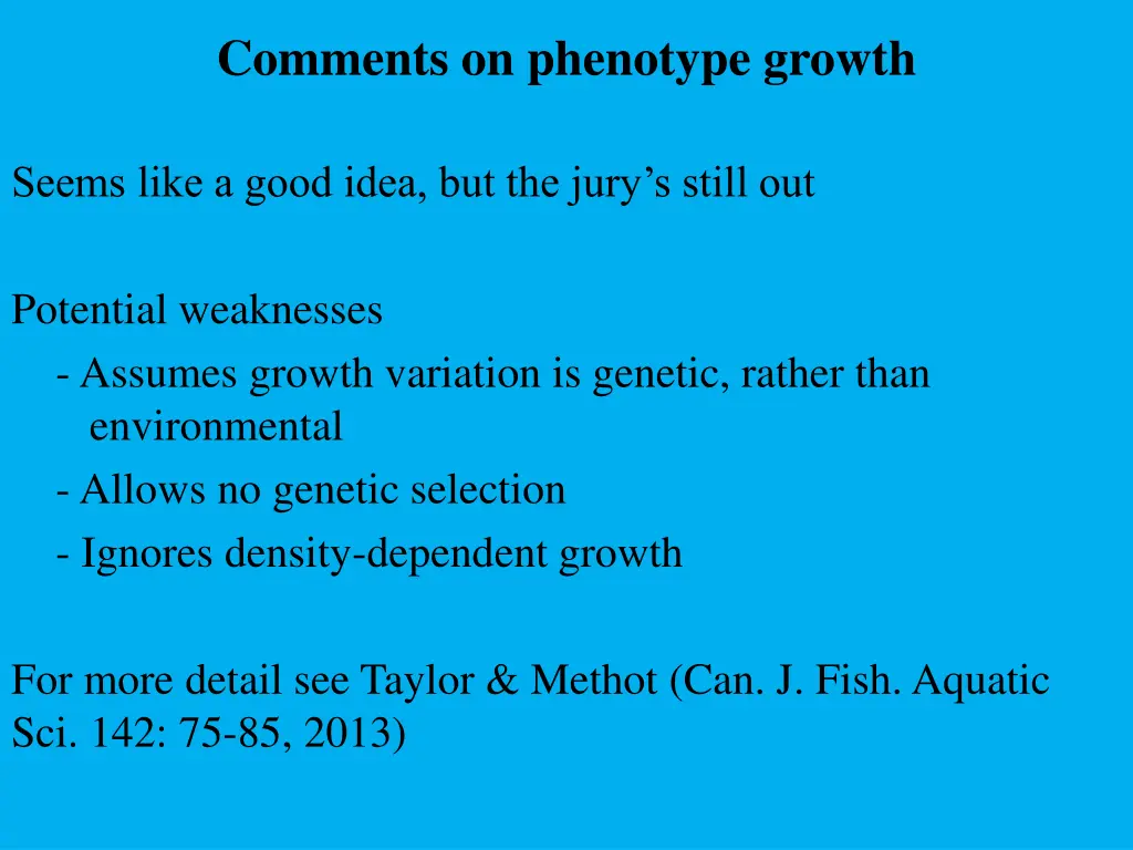 comments on phenotype growth