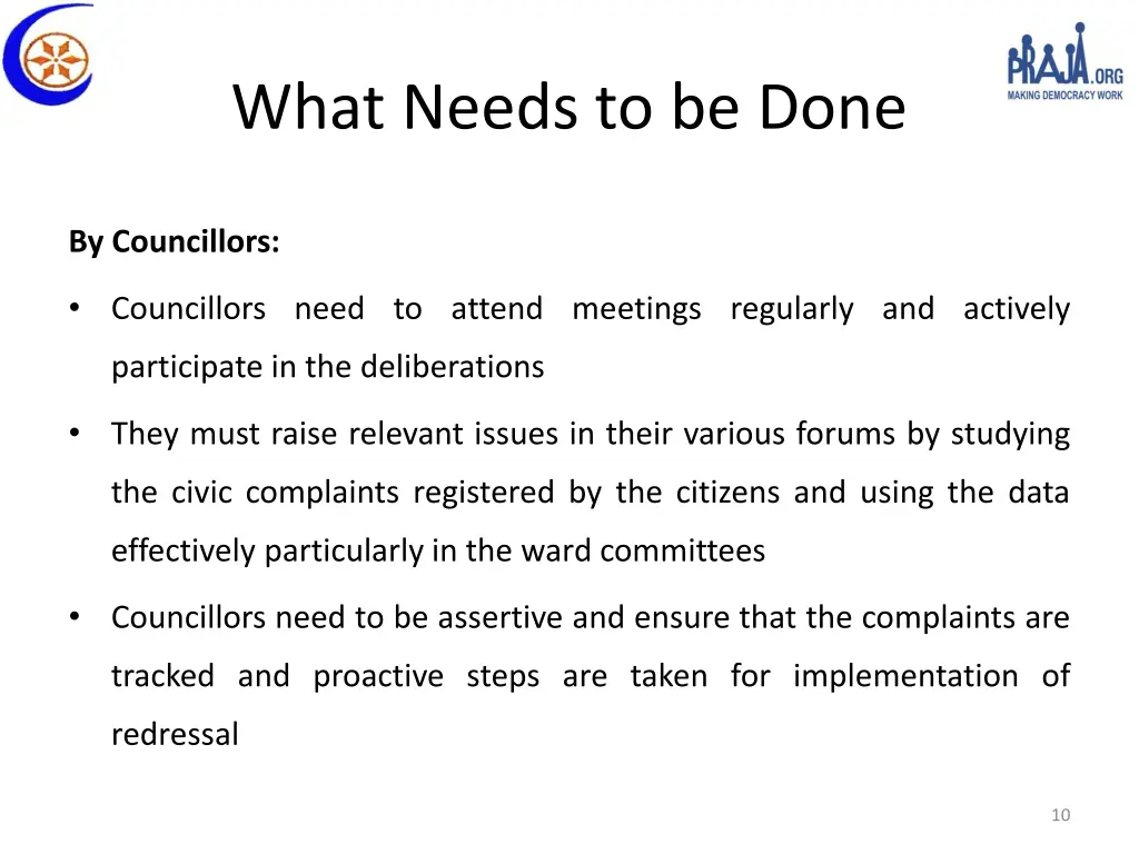 what needs to be done 1