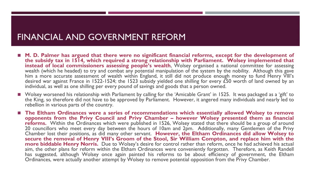 financial and government reform