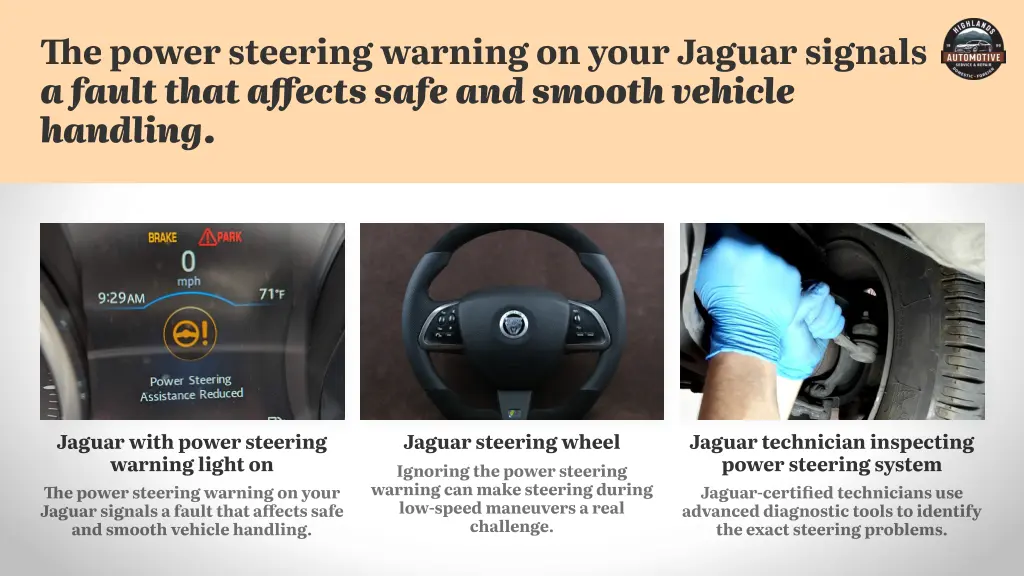 th e power steering warning on your jaguar