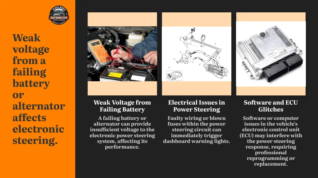 weak voltage from a failing battery or alternator