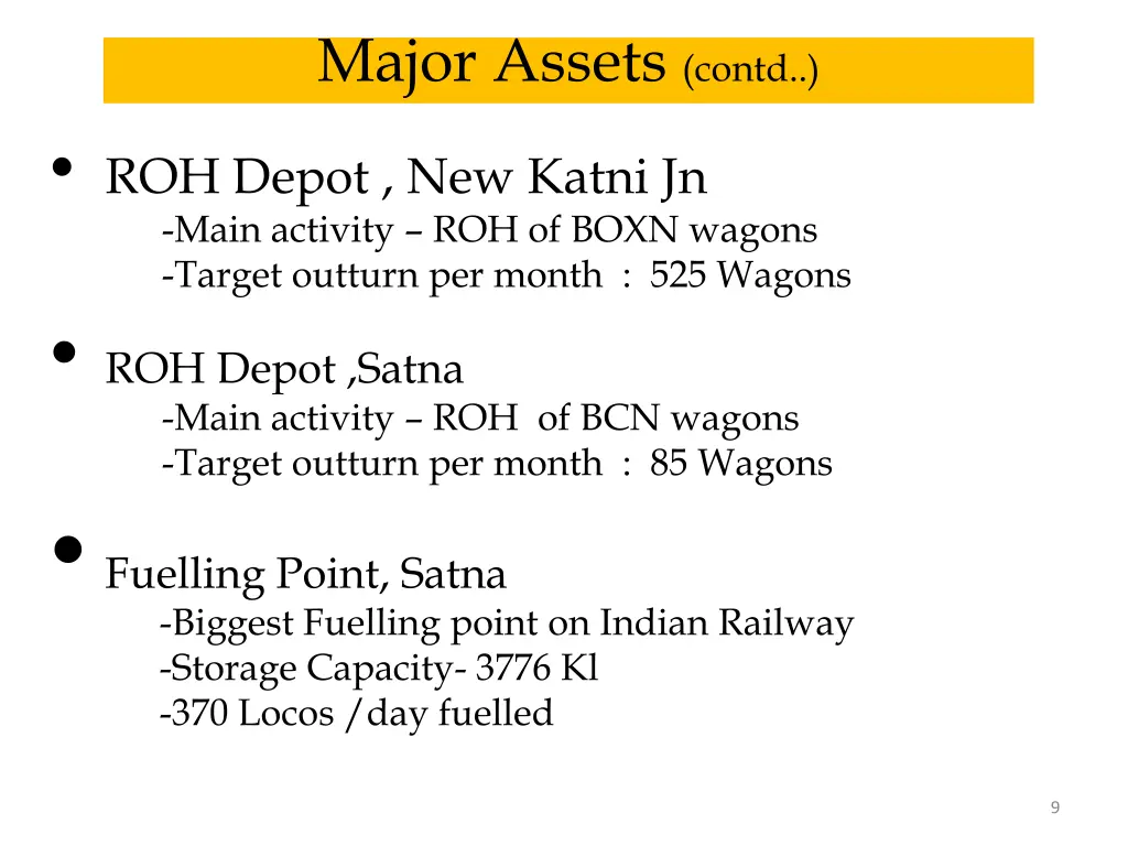 major assets contd 2