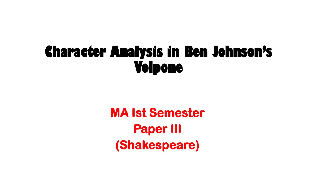 character analysis in ben johnson s character