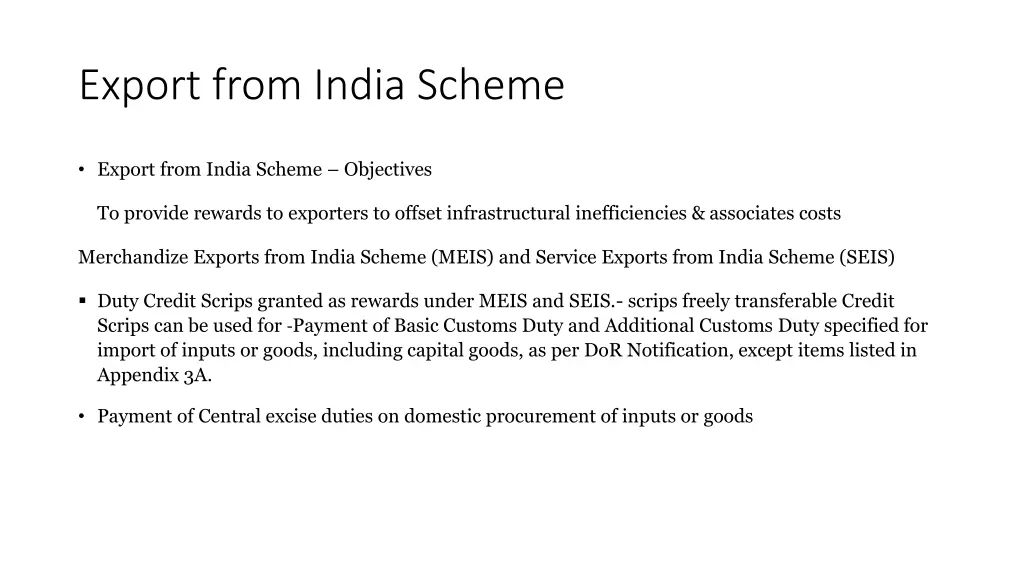 export from india scheme