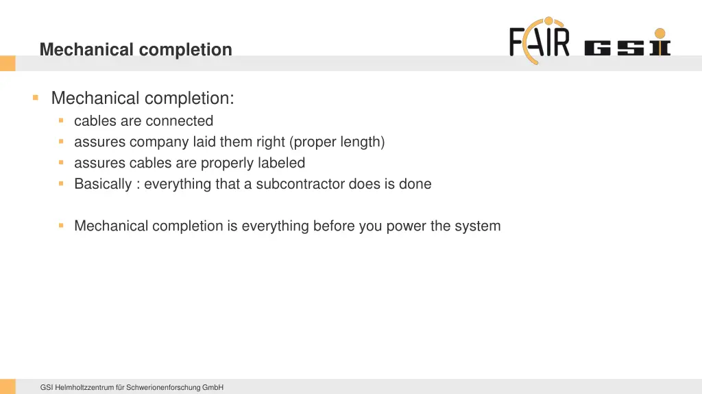 mechanical completion