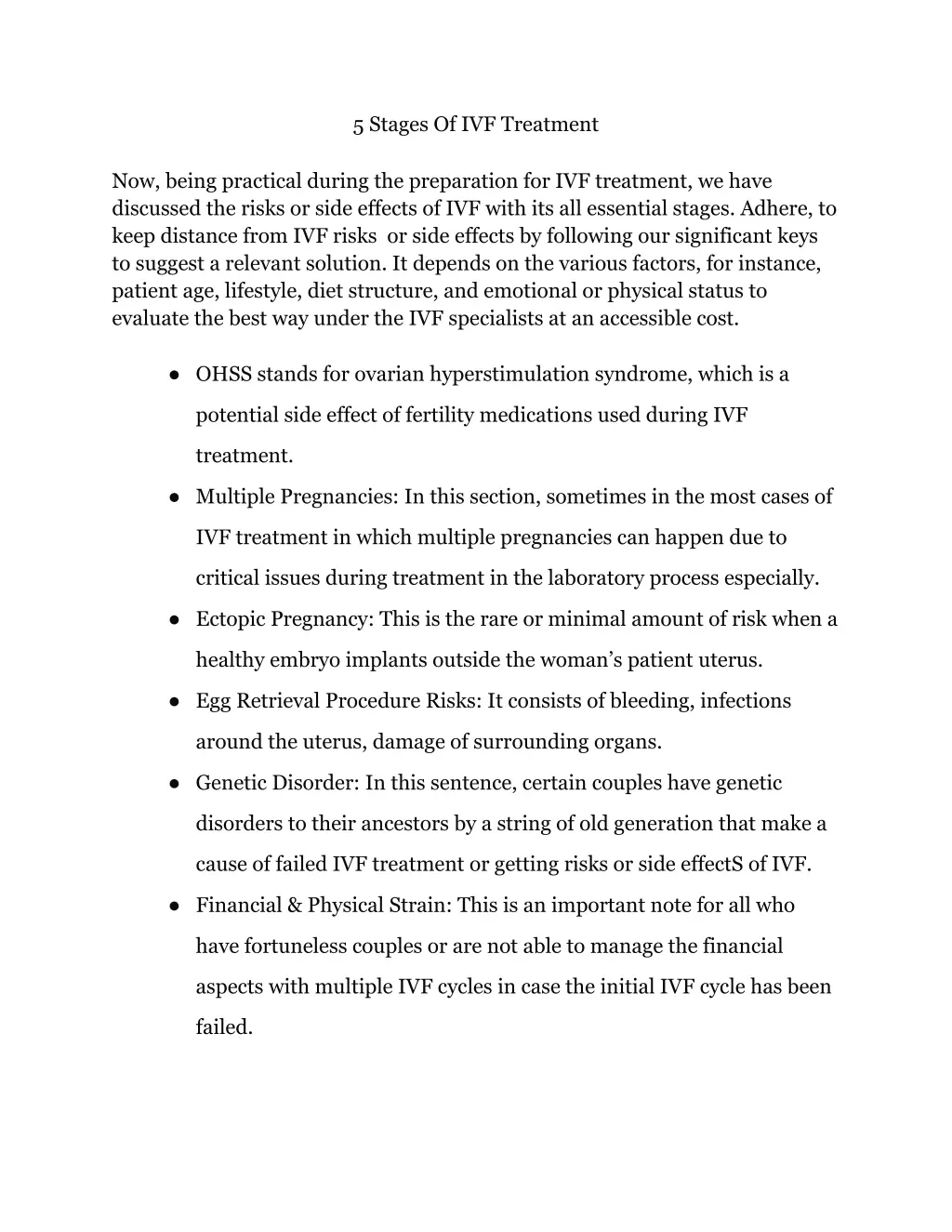 5 stages of ivf treatment