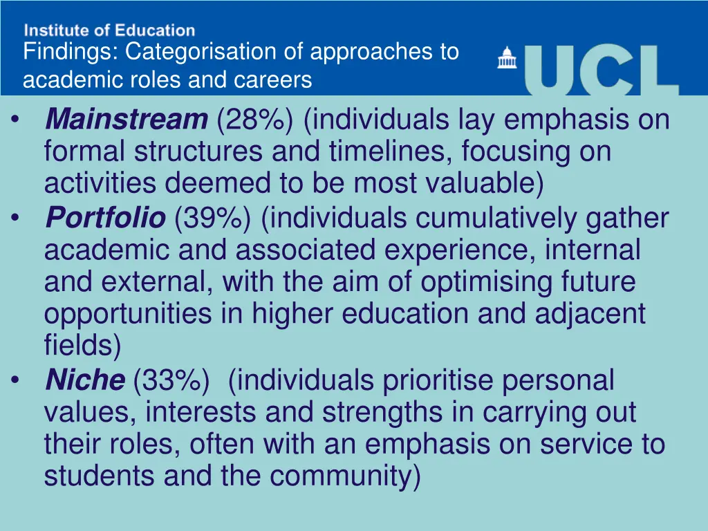 findings categorisation of approaches to academic