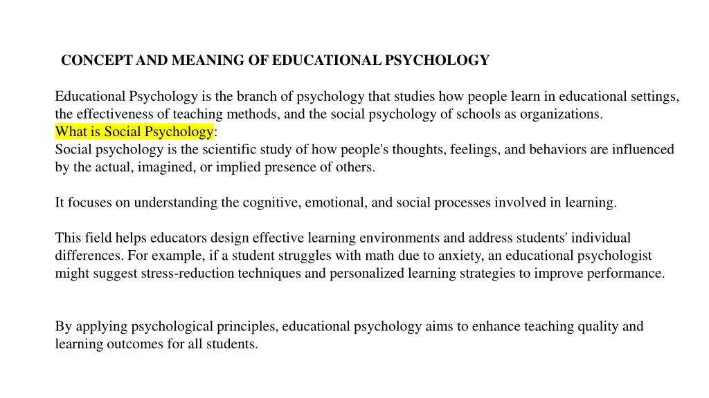 concept and meaning of educational psychology