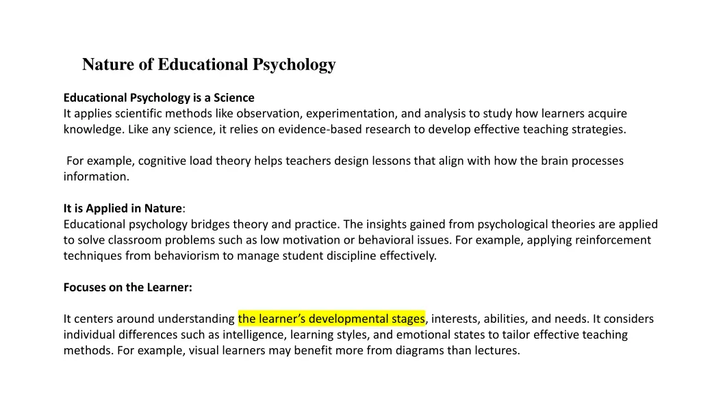nature of educational psychology
