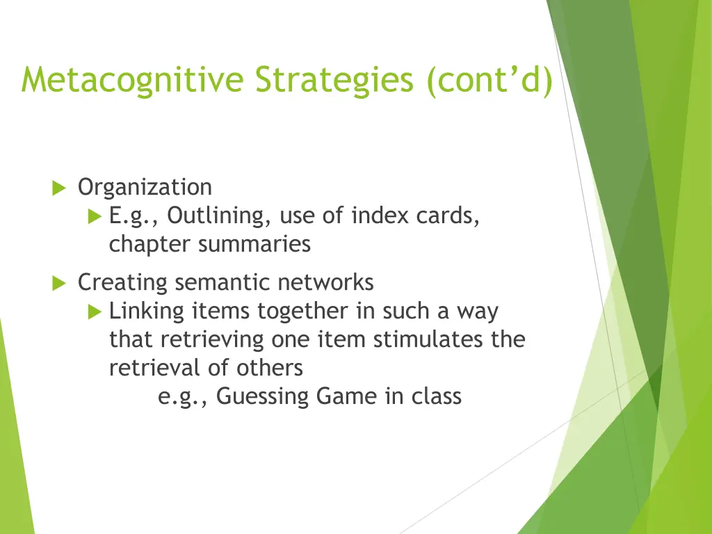 metacognitive strategies cont d
