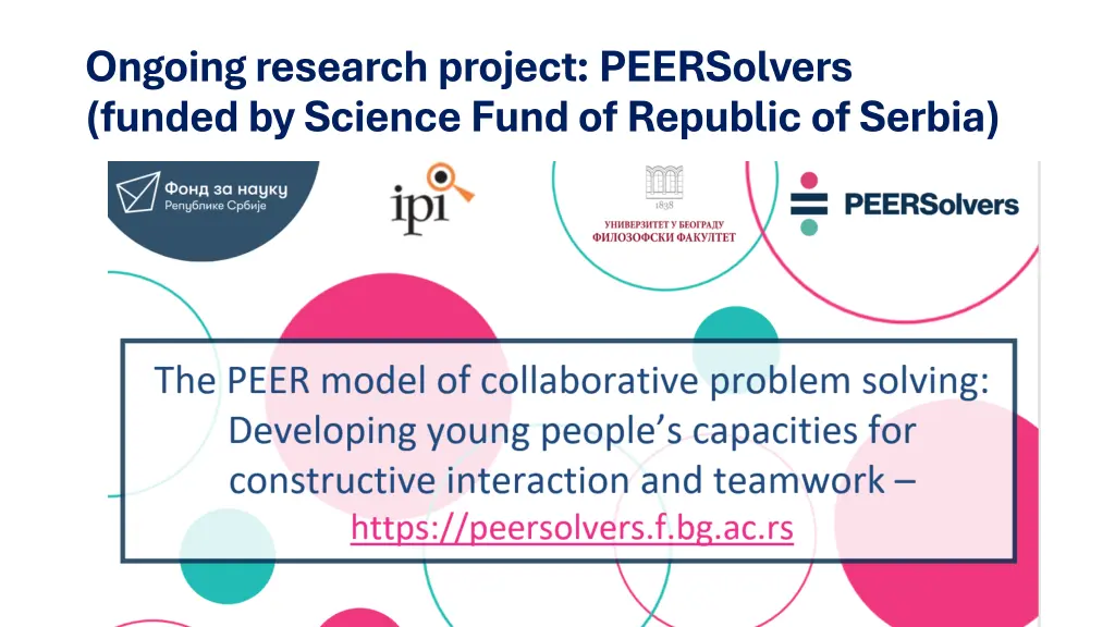 ongoing research project peersolvers funded