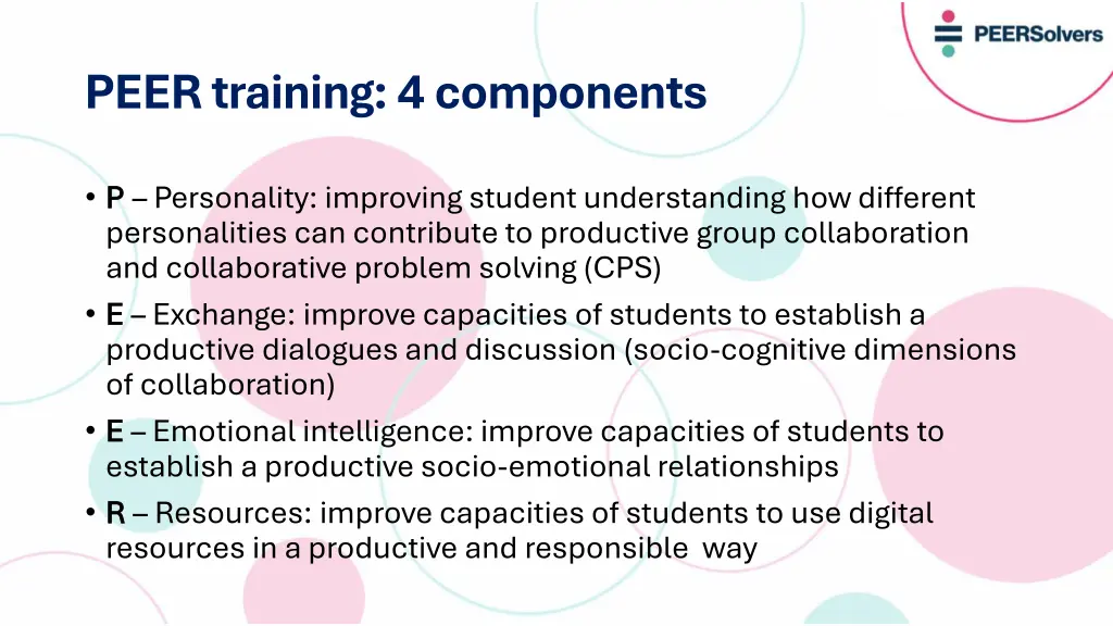 peer training 4 components