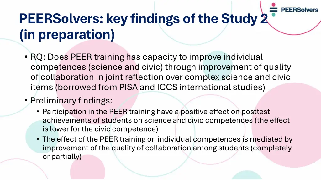 peersolvers key findings of the study