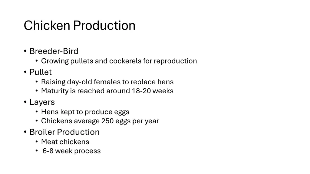 chicken production
