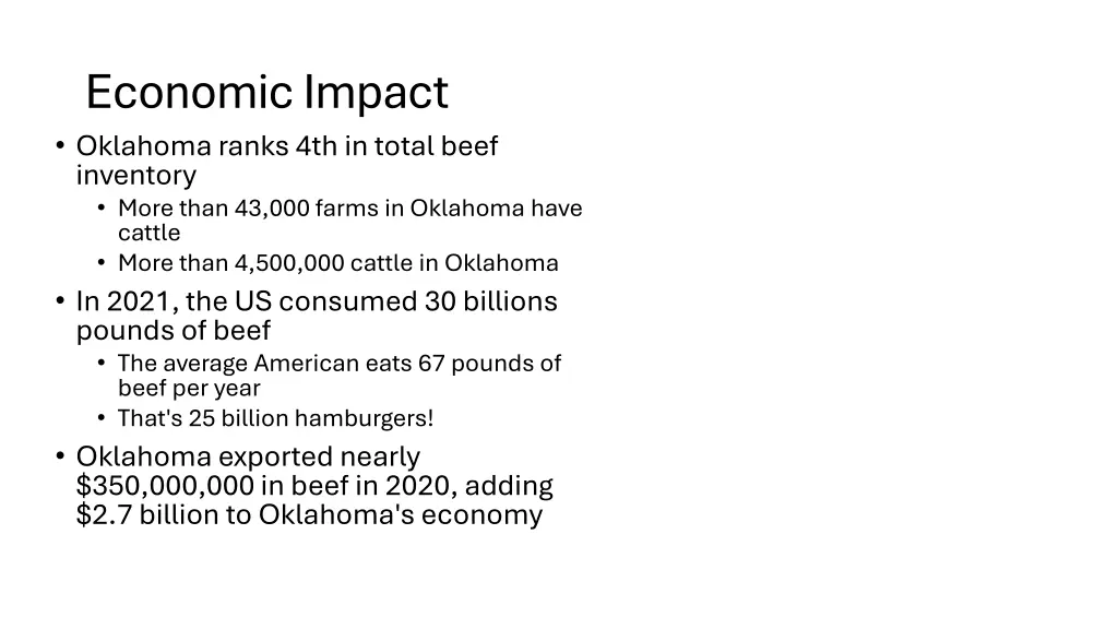 economic impact oklahoma ranks 4th in total beef