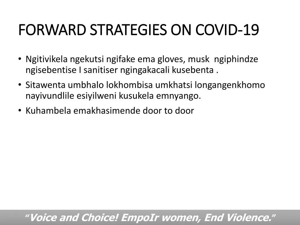 forward forward strategies on covid strategies
