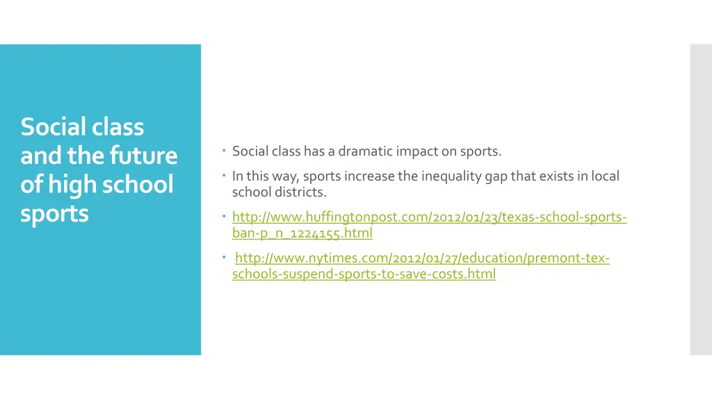 social class and the future of high school sports