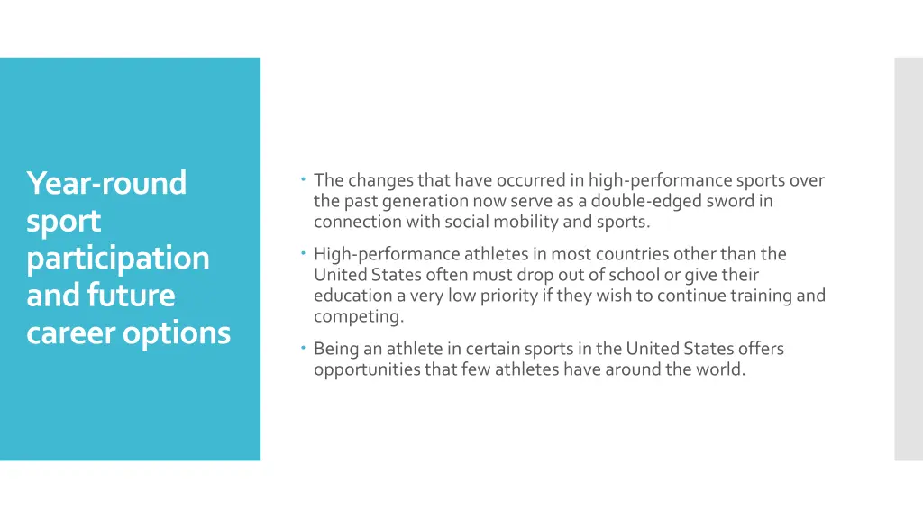 year round sport participation and future career