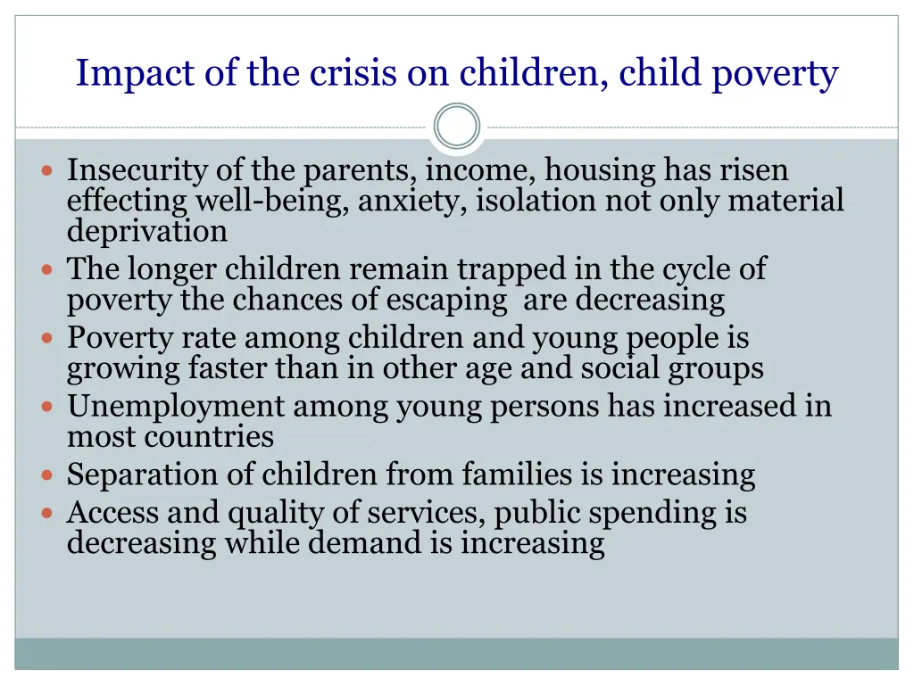 impact of the crisis on children child poverty 1