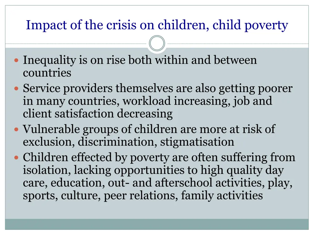 impact of the crisis on children child poverty 3