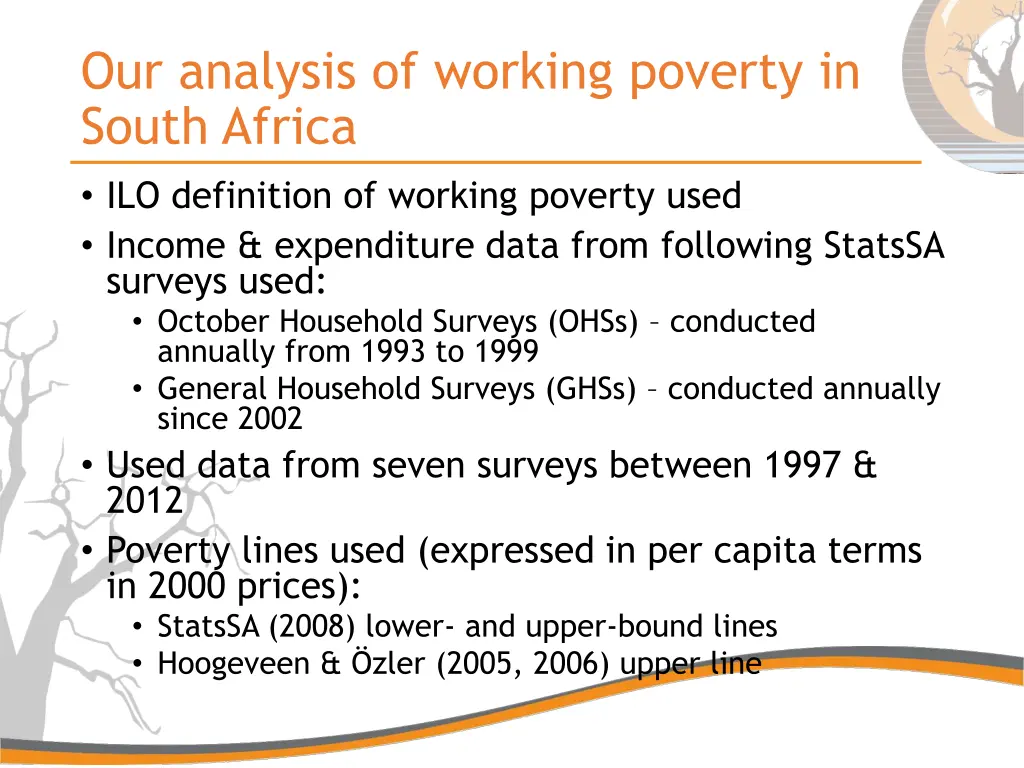 our analysis of working poverty in south africa