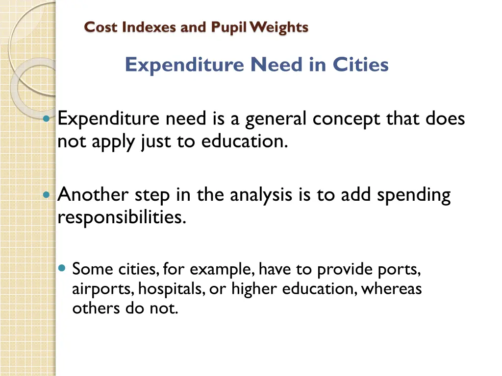 cost indexes and pupil weights 14