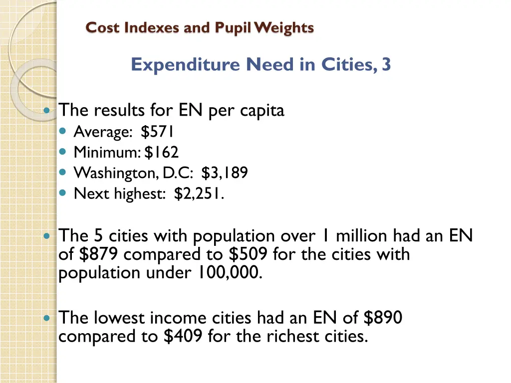 cost indexes and pupil weights 16
