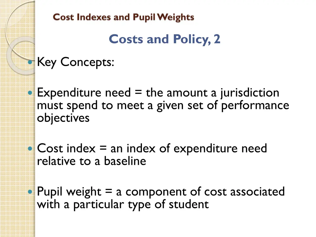 cost indexes and pupil weights 2