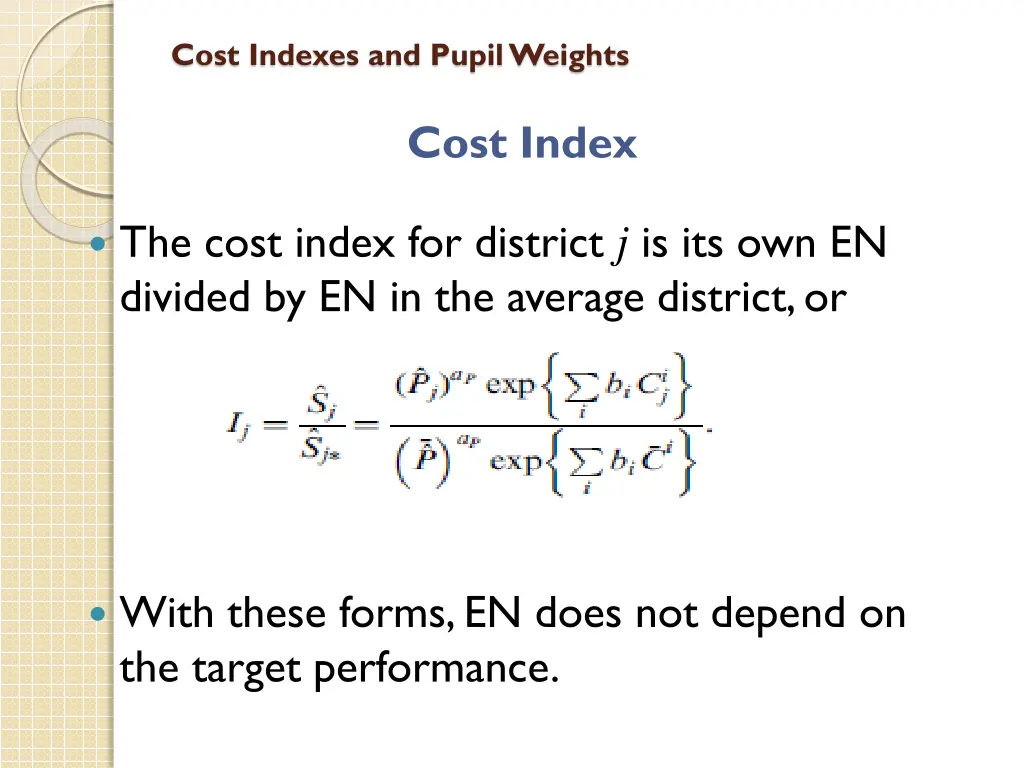 cost indexes and pupil weights 5