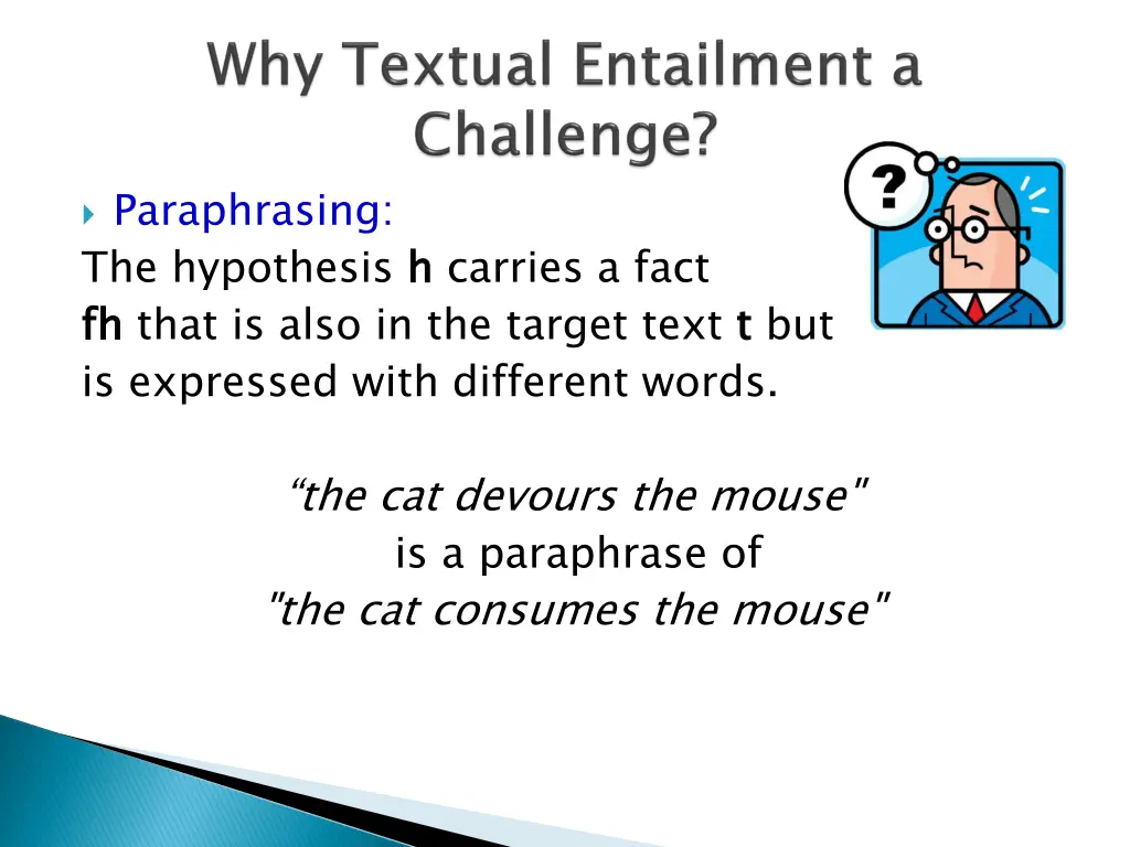 paraphrasing the hypothesis h h carries a fact