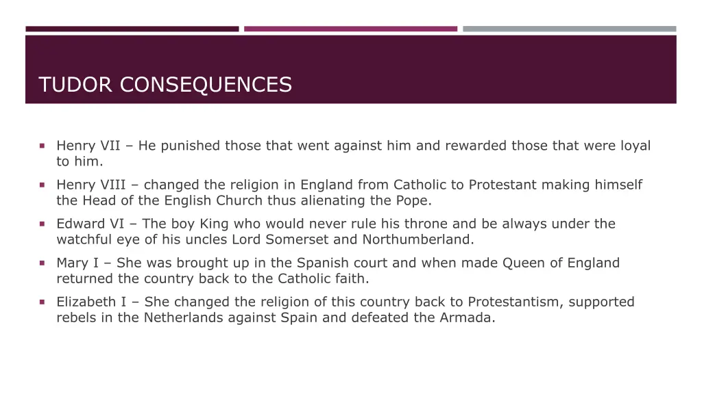 tudor consequences