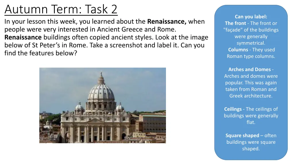 autumn term task 2 in your lesson this week