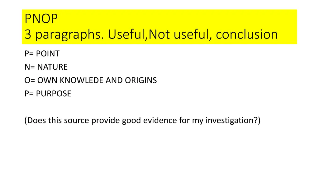 pnop 3 paragraphs useful not useful conclusion