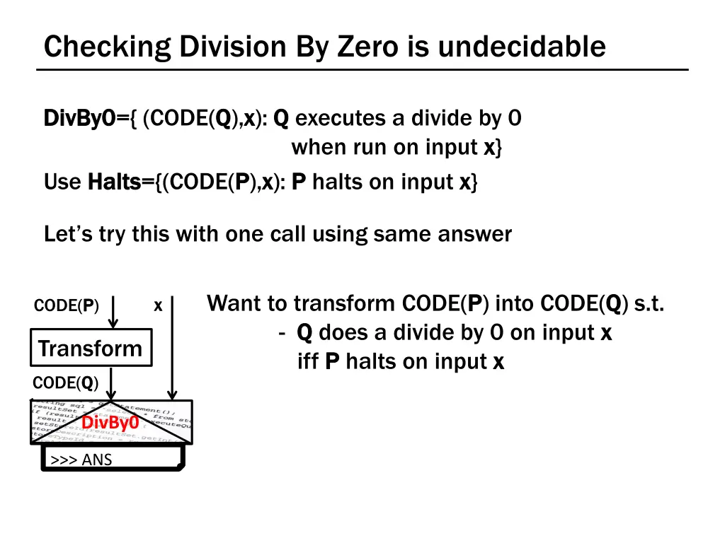 checking division by zero is undecidable