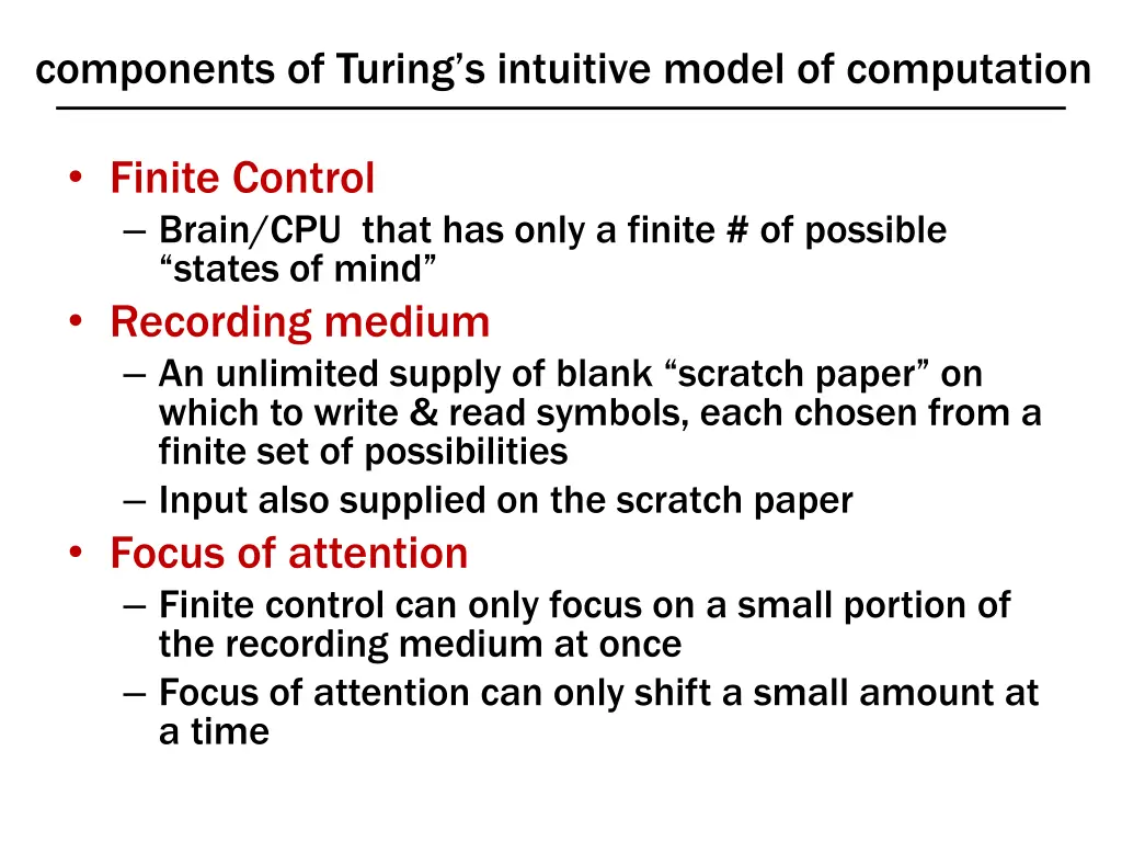 components of turing s intuitive model
