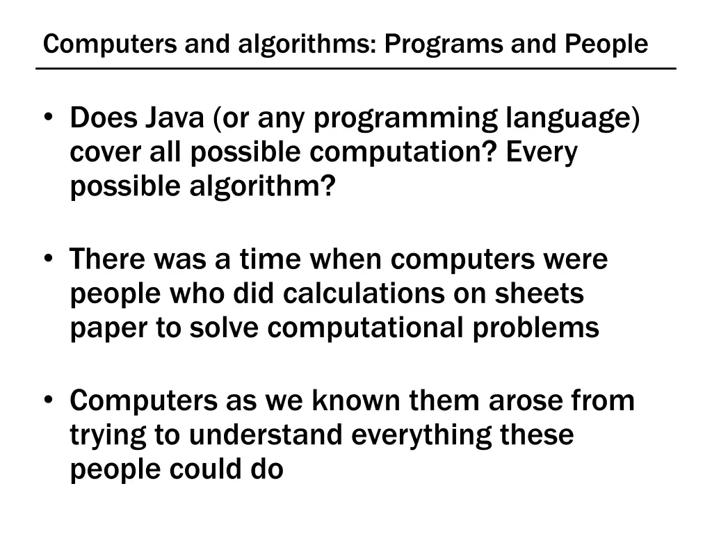 computers and algorithms programs and people