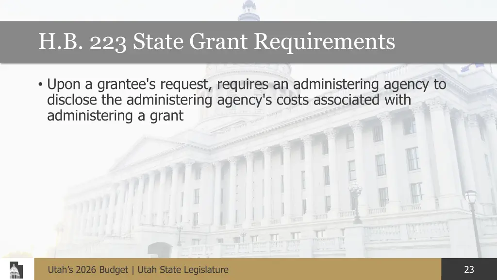 h b 223 state grant requirements
