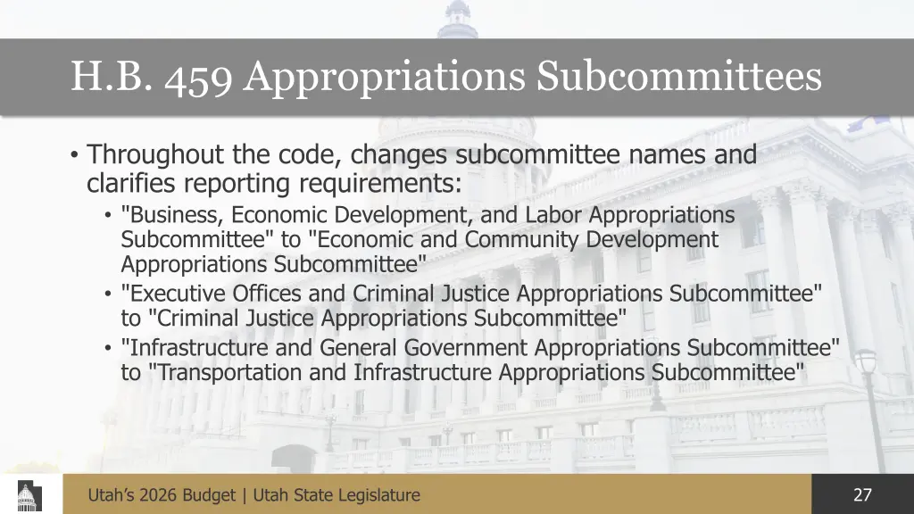 h b 459 appropriations subcommittees