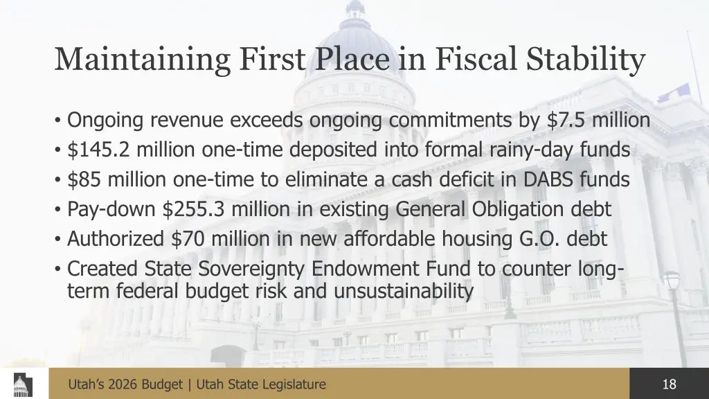 maintaining first place in fiscal stability