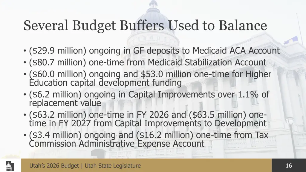 several budget buffers used to balance