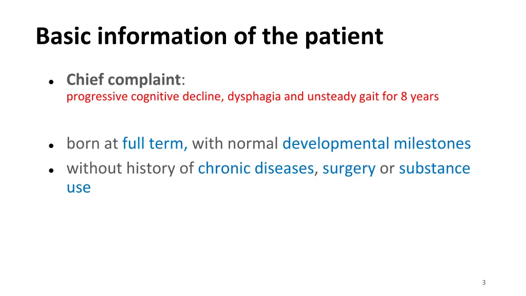 basic information of the patient