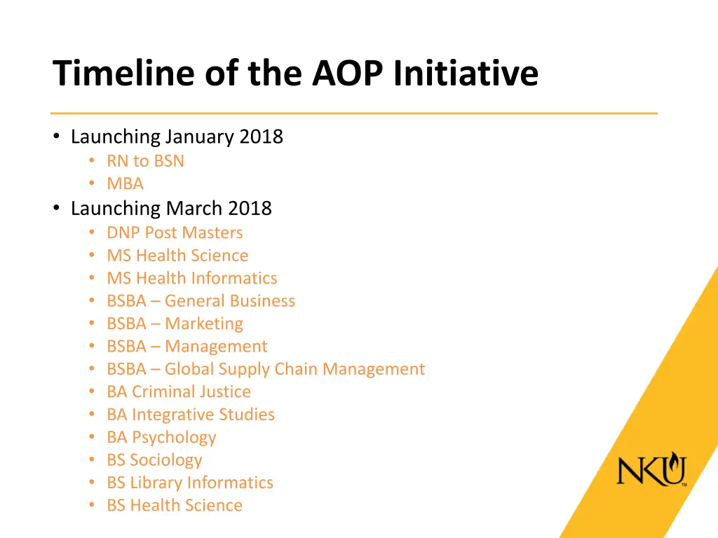 timeline of the aop initiative 2