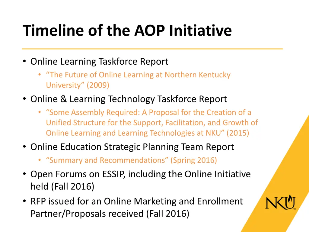 timeline of the aop initiative