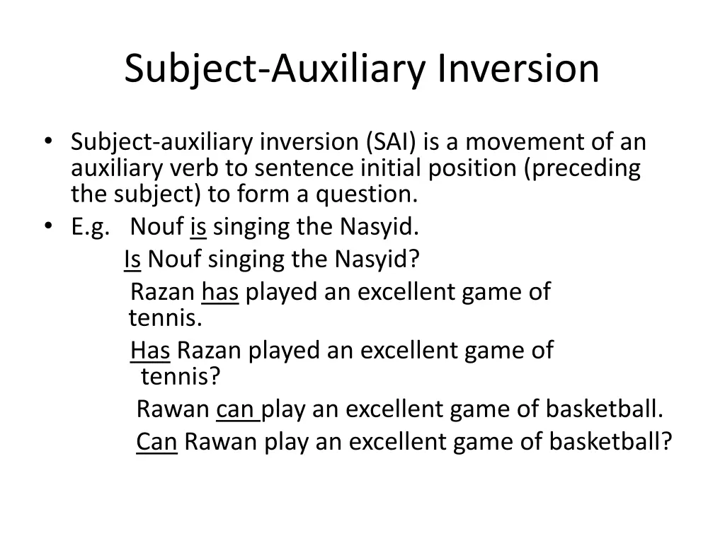 subject auxiliary inversion