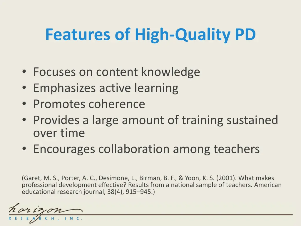 features of high quality pd