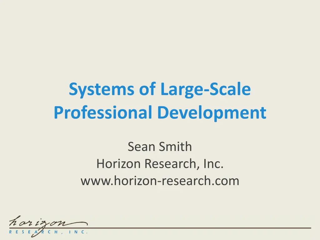 systems of large scale professional development