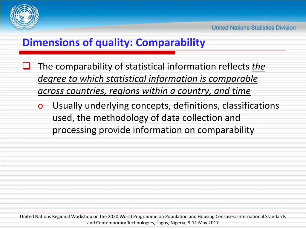 dimensions of quality comparability