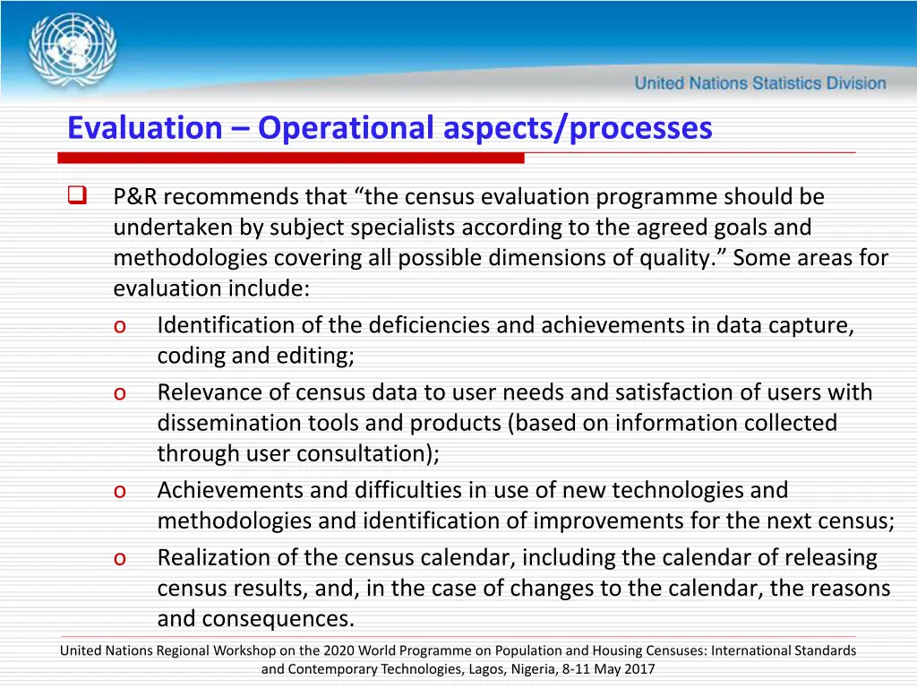 evaluation operational aspects processes 1