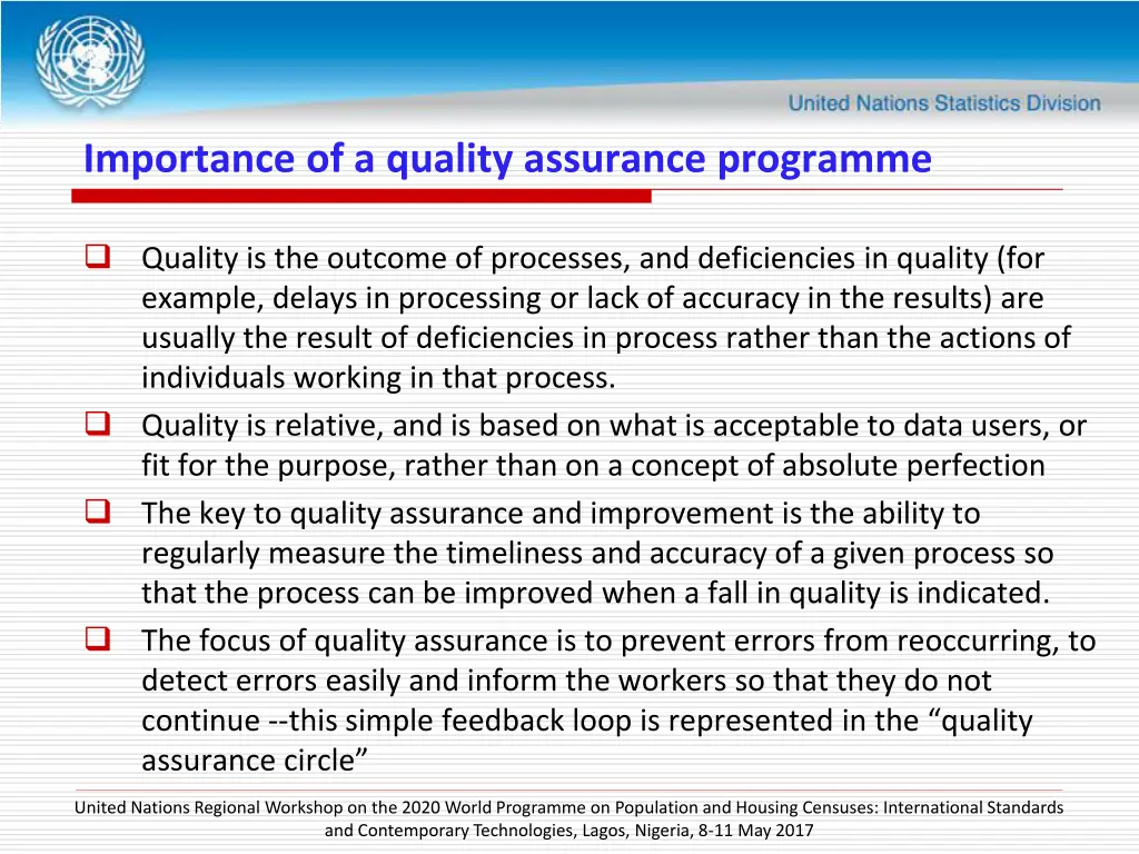importance of a quality assurance programme 1