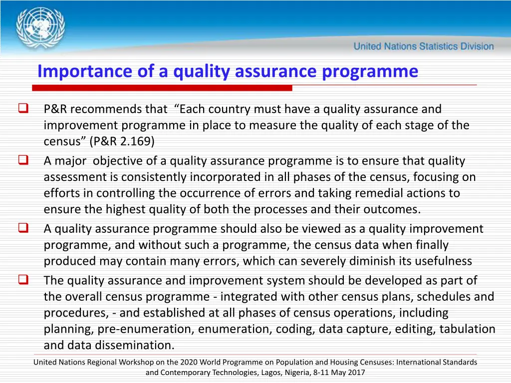 importance of a quality assurance programme